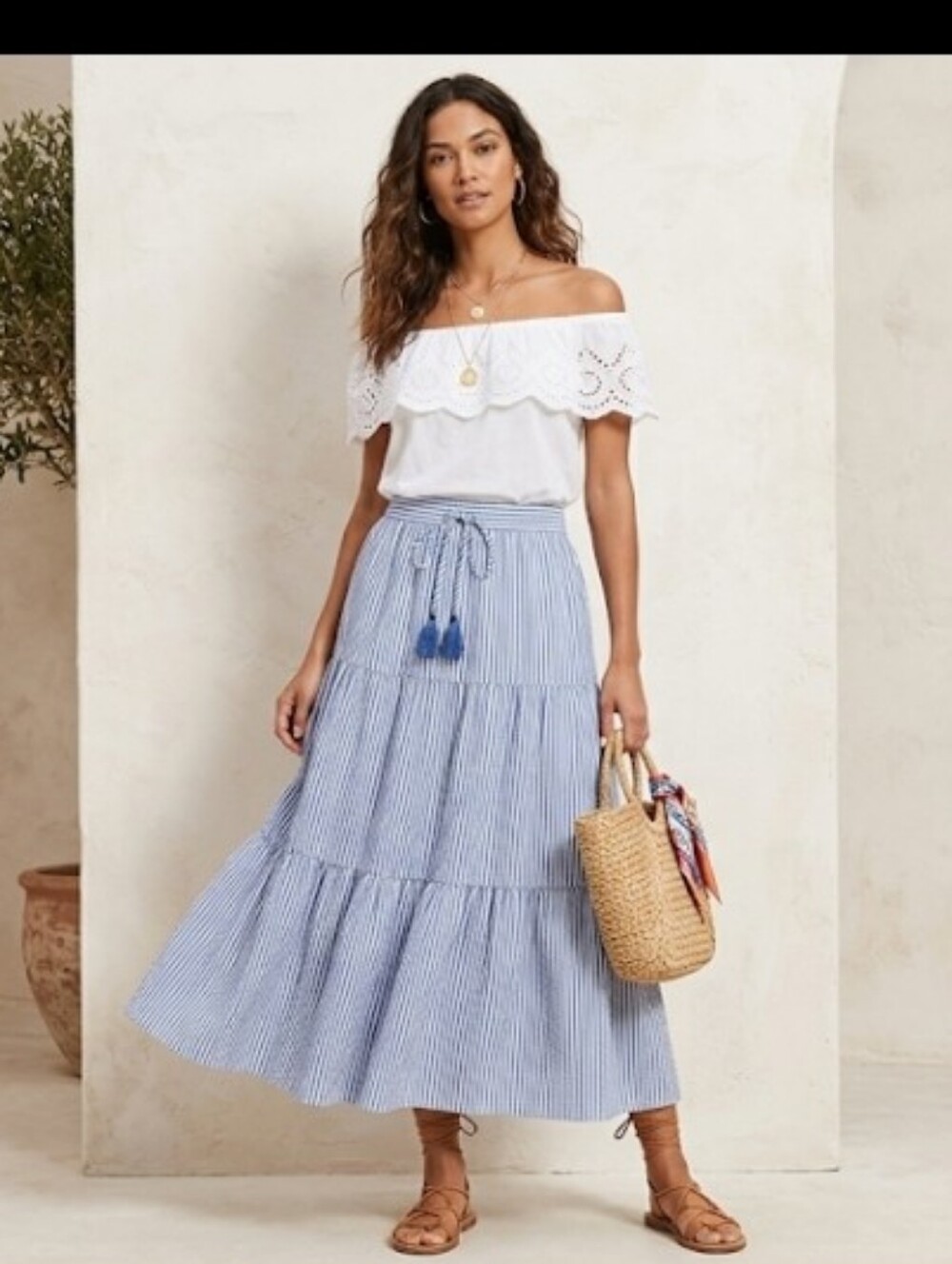 NEW!! Violet Skies Women's Elegant Blue Tiered Skirt SIZE SMALL To MEDIUM.